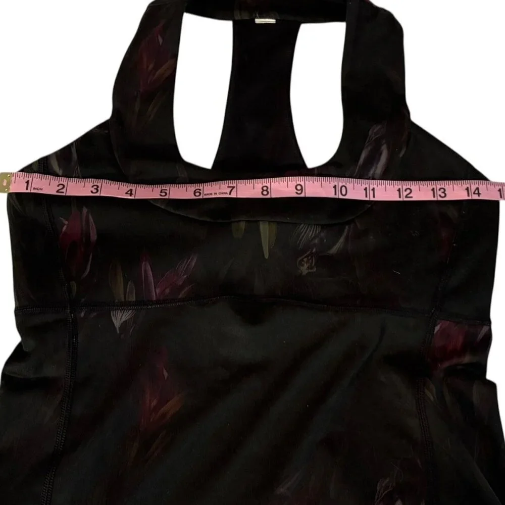 Lululemon Scoop Neck Tank Midnight Iris Black Floral Workout Top Racerback